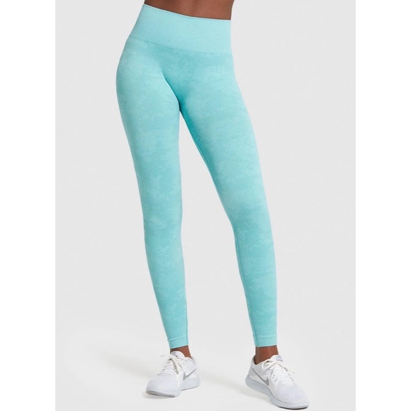 Gymshark Adapt Camo Seamless Full Length Butt Scrunch Aqua Leggings Size Medium - Picture 2 of 10